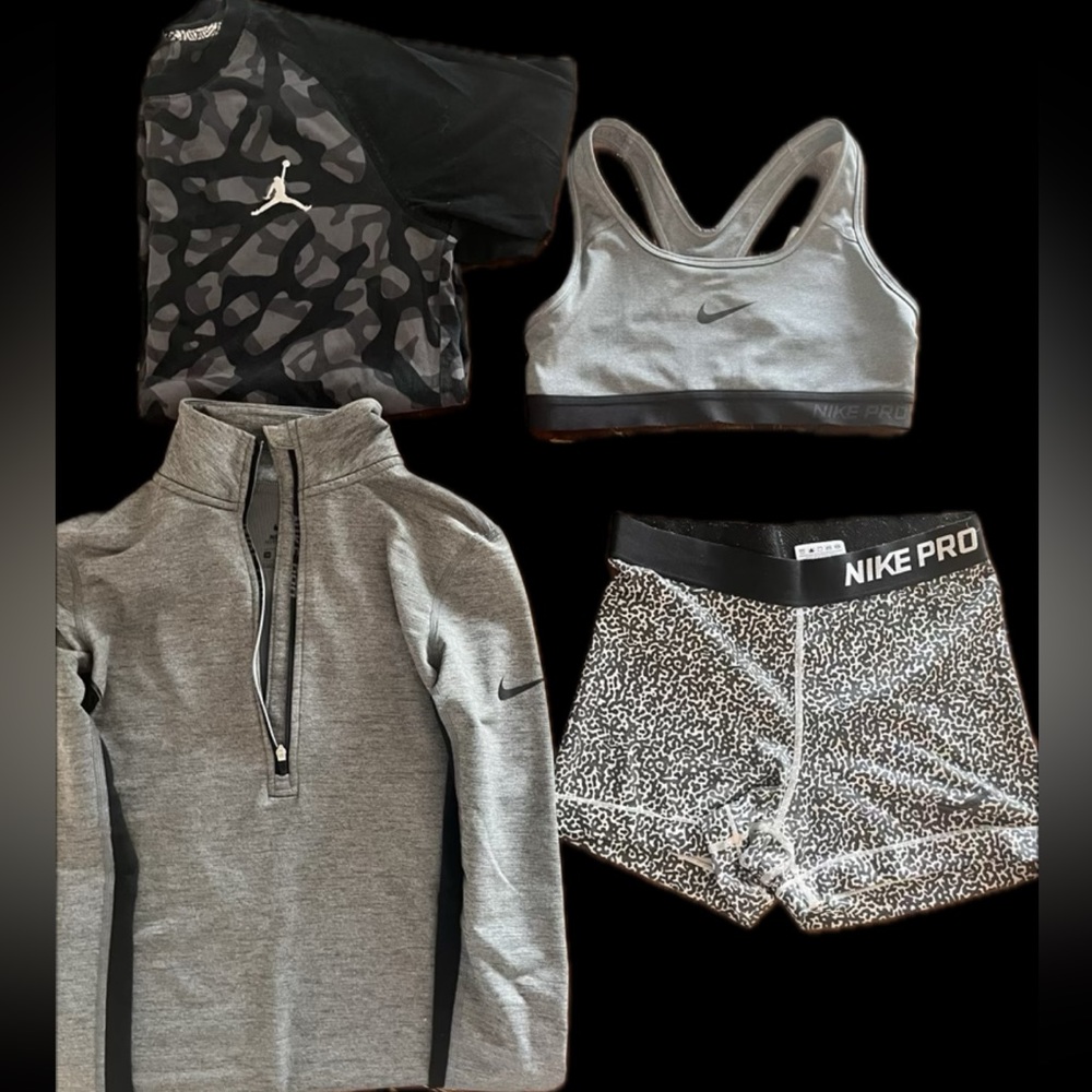 ✨🏃🏻‍♀️Nike running set 💕shirt bra shorts long sleeve 3/4 zip ✨